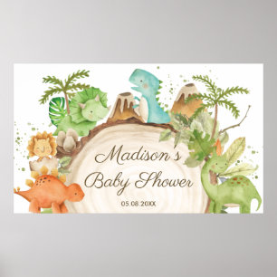 Poster Fundo do Chá de fraldas dos dinossauros-brancos