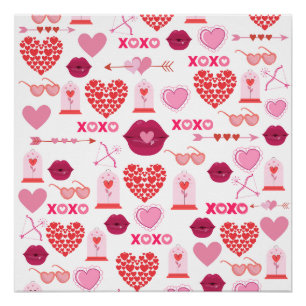 Pôster Fundo do Namorados de Padrão no Dia 2023 com Coraç