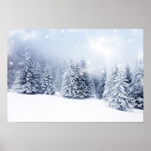 Pôster Fundo do Natal com abeto nevado 2
