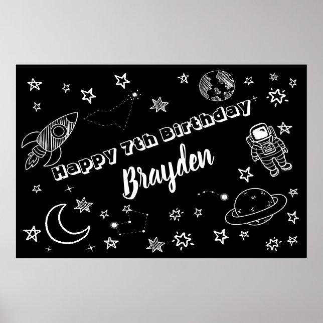 Poster Fundo Espacial Fora do Mundo Sinal de Festa (Frente)