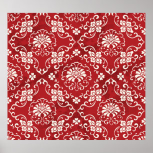 Poster Fundo espiral chinês vermelho.