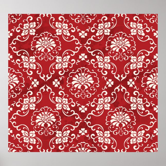Poster Fundo espiral chinês vermelho. (Frente)