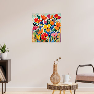 Poster Fundo floral abstrato, vibrante,