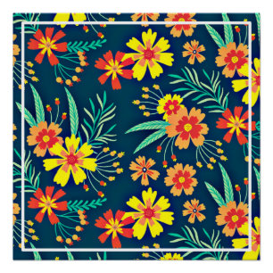 Pôster Fundo Floral Belo Design-46566