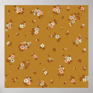 Poster Fundo floral ventiço. Padrão floral com sma
