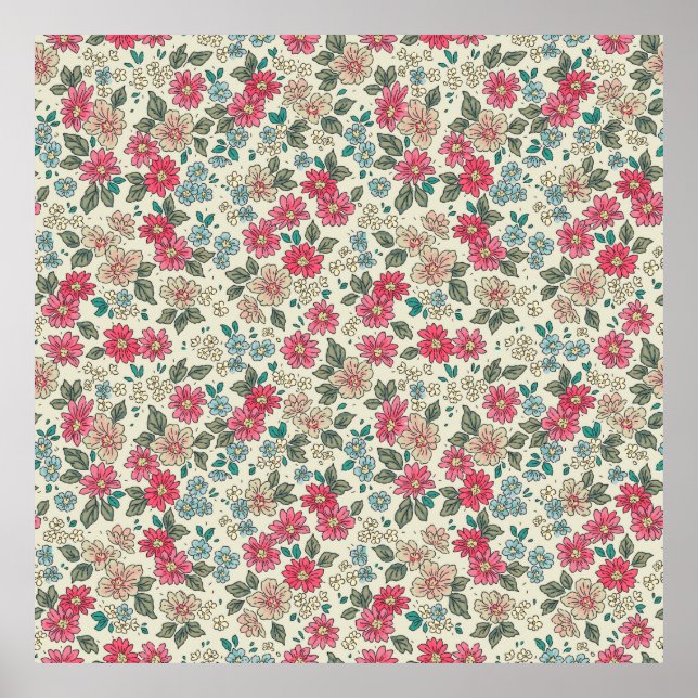 Poster Fundo floral ventiço. Padrão floral com sma (Frente)