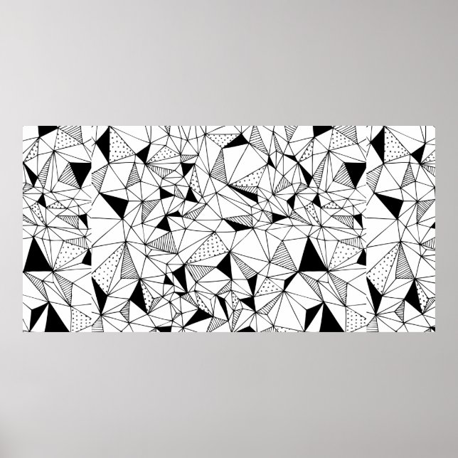 Poster fundo geométrico abstrato desenhado à mão com po (Frente)
