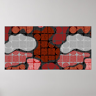 Poster Fundo geométrico tribal marrom em estilo remendado