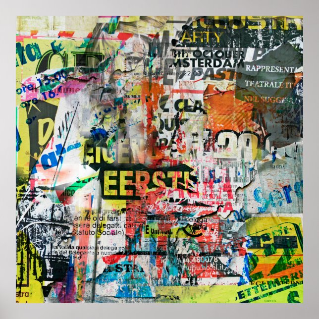 Poster Fundo Grunge com Postersposter Torn Antigo, Voltar (Frente)