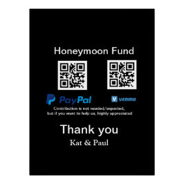 Pôster Fundo Honeymoon PayPal Venmo obrigado de código QR