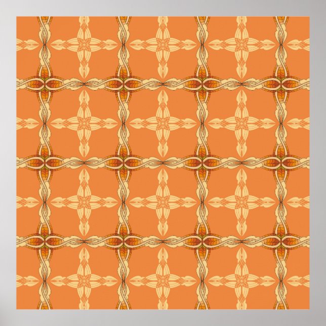 Poster Fundo laranja com tribo abstrato repetido (Frente)