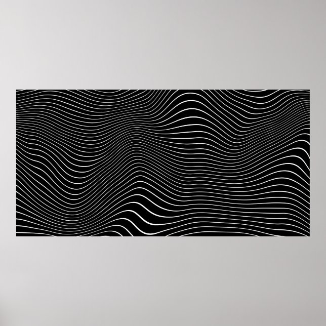 Poster Fundo Linear Psicodélico Preto e Branco (Frente)