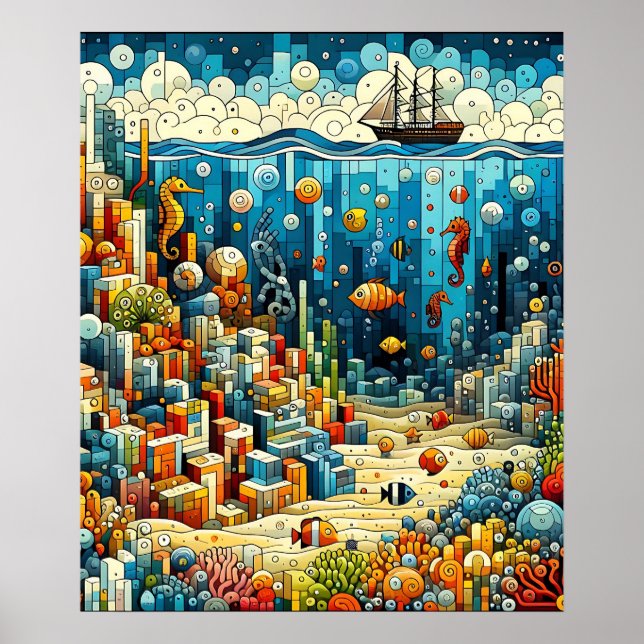 Poster Fundo marinho vibrante (Frente)