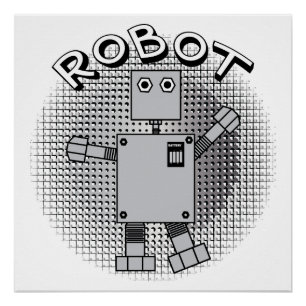 Pôster Fundo Padrão de Texto Robô