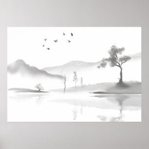 Poster Fundo paisagístico japonês
