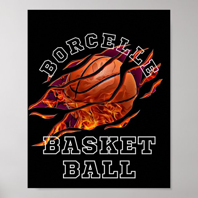 Poster Fundo Preto-negro do Baskerball de Fogo (Frente)