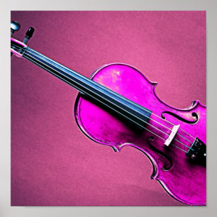 Poster Fundo Rosa-Poster de Violino ou Viola