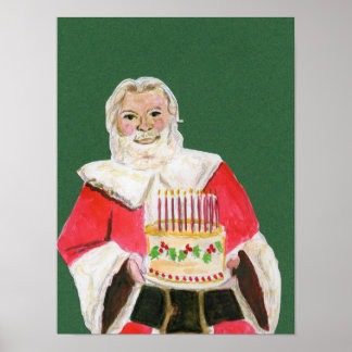 Poster Fundo Verde de Celebração de Papai Noel