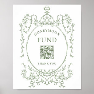 Poster Fundo Vitoriano de Lua Verde do Ornamentado Sage