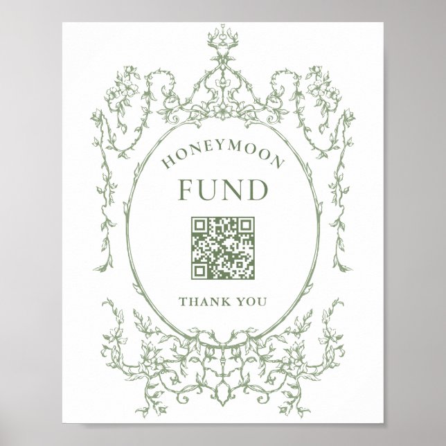 Poster Fundo Vitoriano de Lua Verde do Ornamentado Sage (Frente)