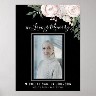 Poster Funeral Black Celebration of Life Welcome Sign