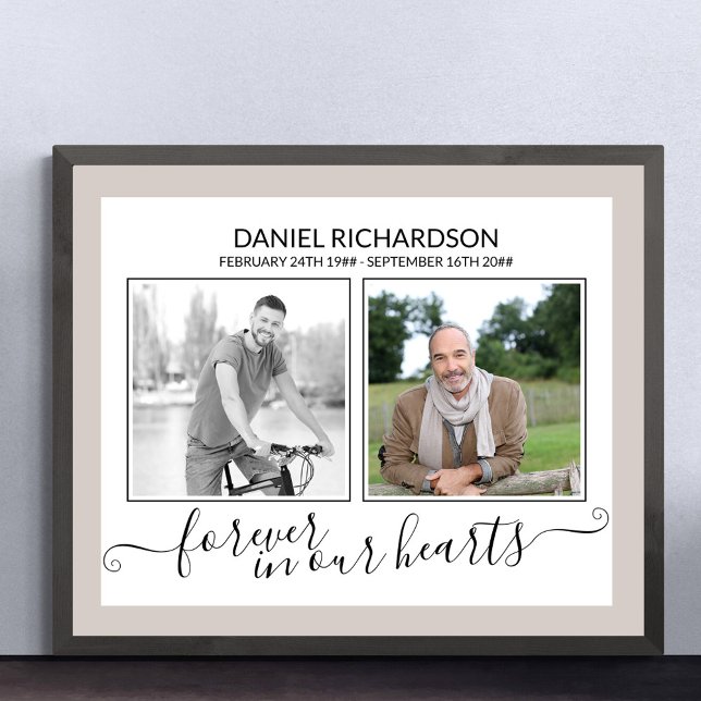 Poster Funeral de Script EleganT de Foto do Loving Memory (Funeral memorial poster to order professionally printed or as a printable digital download)