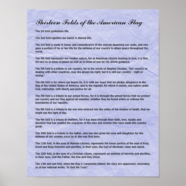 Poster Funeral Militar 13 Dobras da Bandeira Americana (Frente)