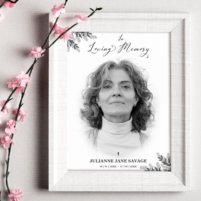 Pôster Funeral Preto Com Foto Lembrança Serviço (Criador carregado)