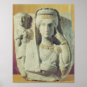 Poster Funerary relief with a female figure