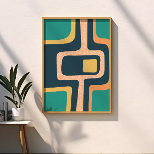 Poster Funky Abstrato Meados do Século em Verde Água, Ama