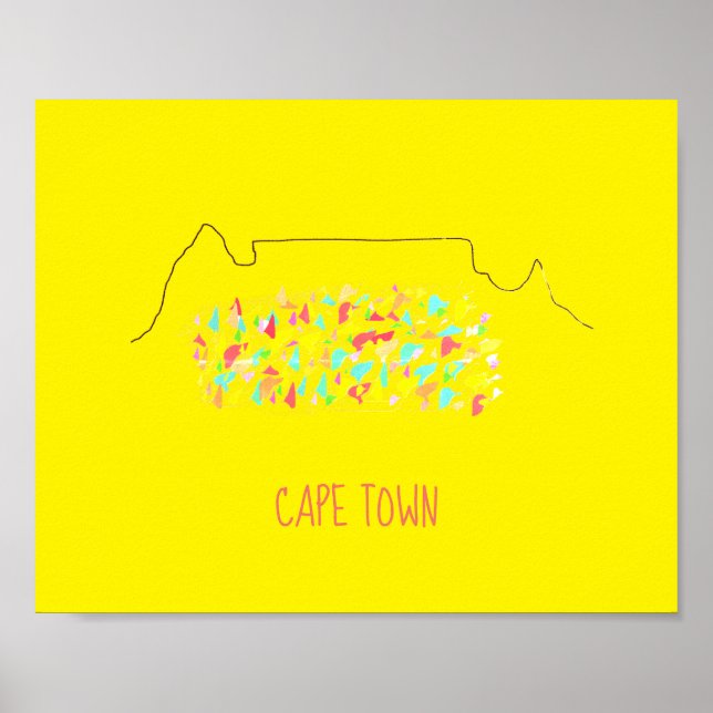 Poster Funky Cape Town ZA Mesa Mountain Colorir (Frente)