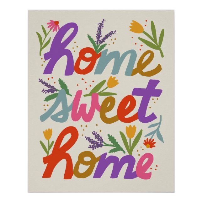 Pôster Funky Flowers Home Sweet Home Poster (Frente)