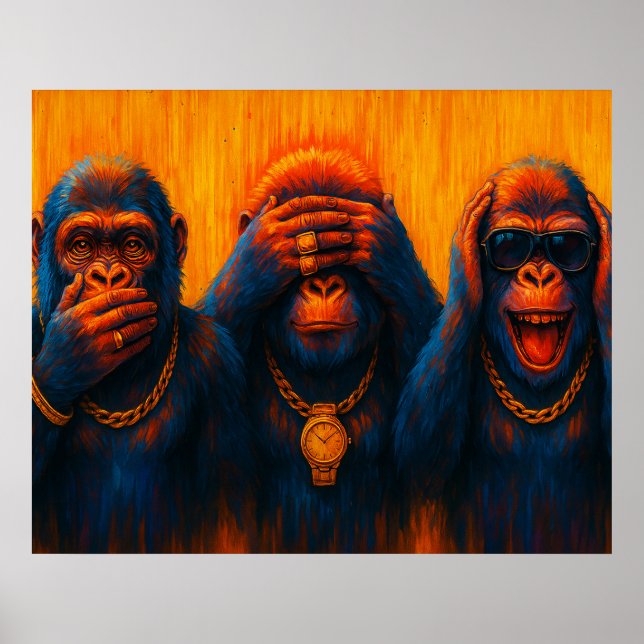 Poster Funky Gorillas Trio — See No Evil (Frente)