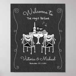 Poster Funky Hand desenhou mesa de Janto de boas-vindas