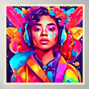 Poster Funky Lady Digital Trabalho de arte