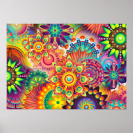 Poster Funky Retro Pattern Abstrato Bohemian