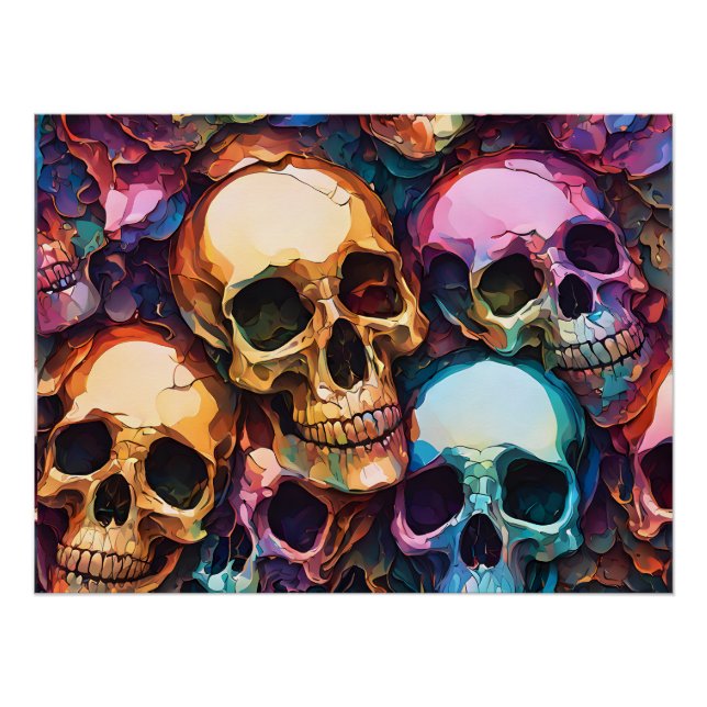 Pôster Funky Skulls (Frente)