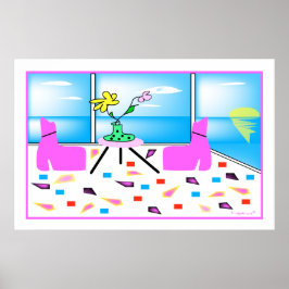 Pôster Funky Whimsical Miami Colorful