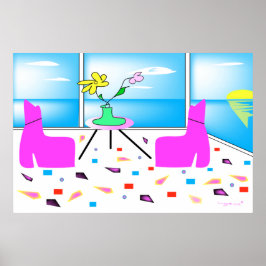 Pôster Funky Whimsical Miami Colorful