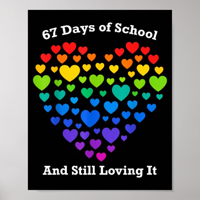 Poster Funny 100th Day Of School Shirt Teacher Heart Vale (Frente)