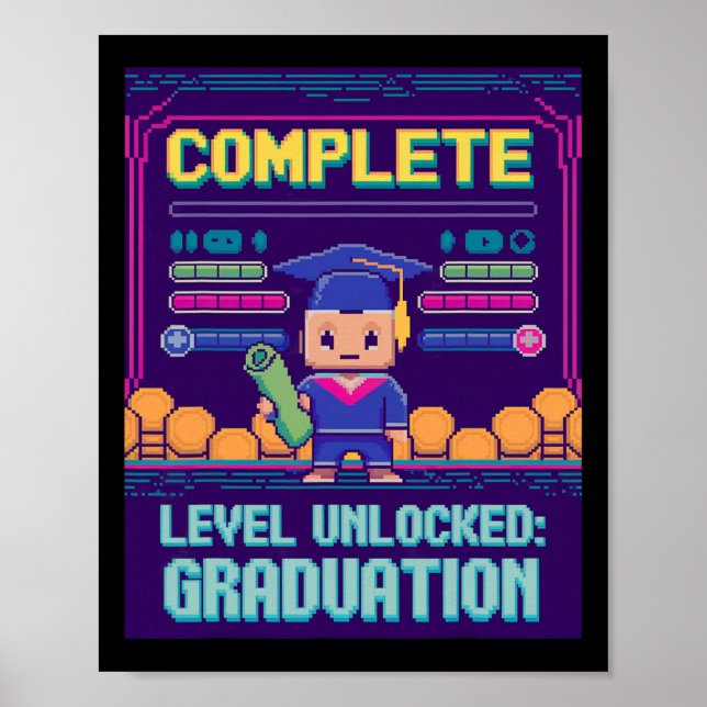 Poster Funny 2025 Gamer Level Complete Master College Gra (Frente)