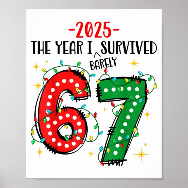 Poster Funny 2025 The Year I Survived Barely 67 Christmas (Frente)