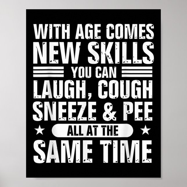 Poster Funny 60th Birthday With Age Comes New Skills Humo (Frente)