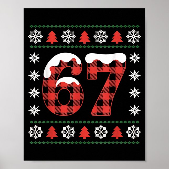 Poster Funny 67 Buffalo Plaid Christmas Snow Ugly Sweater (Frente)