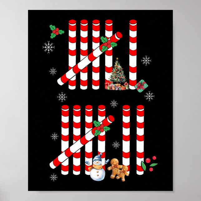 Poster Funny 67 Candy Cane Tally Marks Christmas Six Seve (Frente)