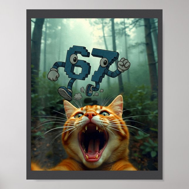 Poster Funny 67 Cat Selfie 6 7 Brainrot Teen Boys Meme Ha (Frente)