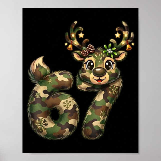 Poster Funny 67 Christmas Holiday Camo Hunting Reindeer D (Frente)