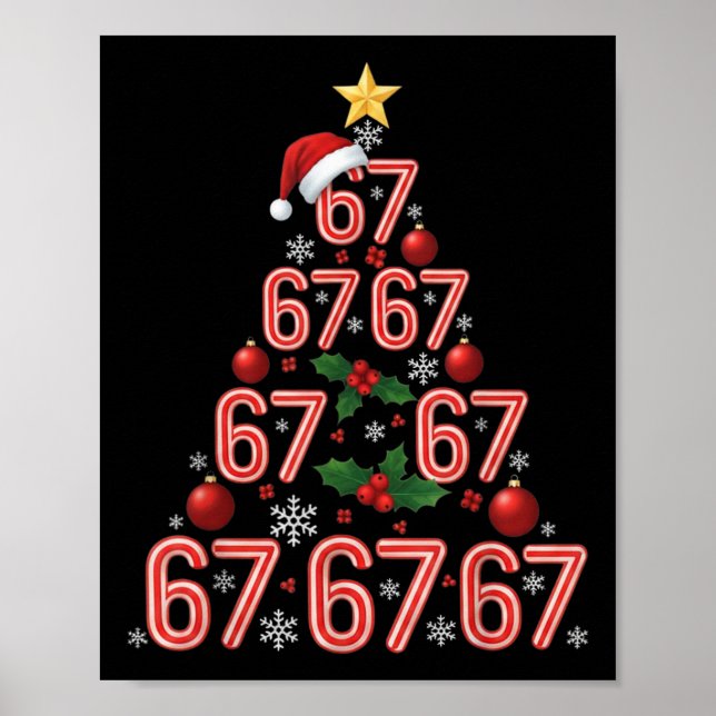 Poster Funny 67 Christmas Tree Candy Cane Meme Holiday  (Frente)