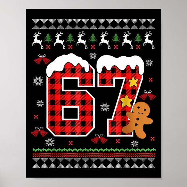 Poster Funny 67 Christmas Ugly Pajamas Six Seven Meme Bra (Frente)