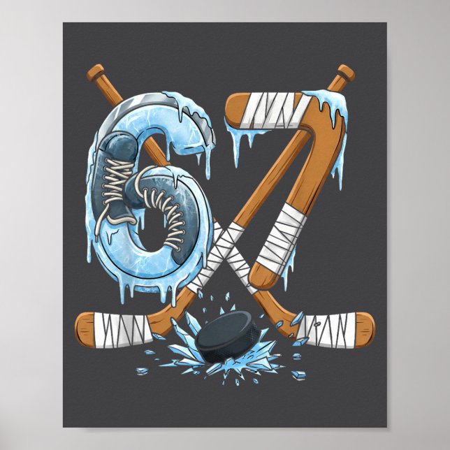 Poster Funny 67 Ice Hockey Drip Number 67 Ice Hockey  (Frente)